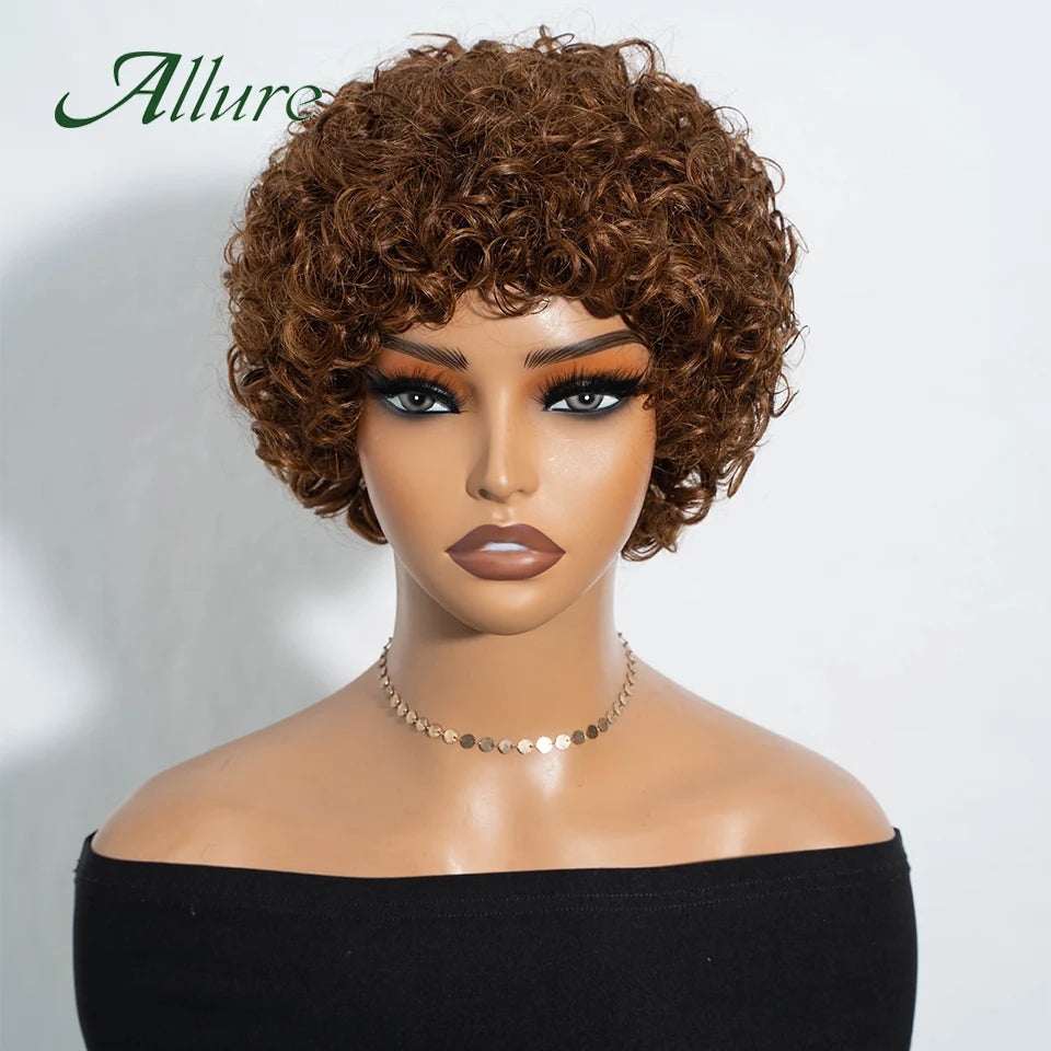 Brazilian Short Pixie Afro Kinky Curly Wigs for Women Glueless