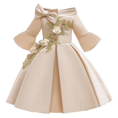 Fashion Floral Flower Girl Dresses for Weddings Solid Children Dresses princess