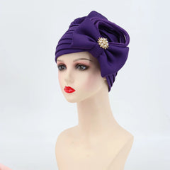 Multilayer Bow-tie African Headtie for Women Diamond Turban Caps Nigerian Wedding Gele Muslim Headscarf Bonnet Female Head Wraps
