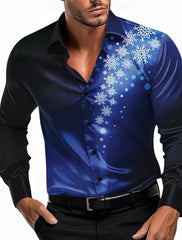 Christmas Theme Men's Christmas Scene Printed Shirts Snowflake Graphics Casual   Long Sleeve shirts