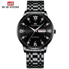 Top Brand Men Watch Stainless Steel Top Quailty Luxury Push Button Hidden Clasp Waterproof Luminous Date Week Sport Wrist Watch