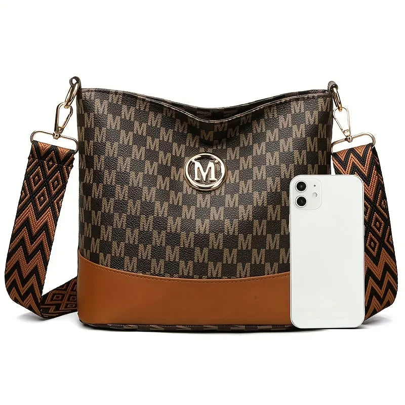 Stylish Letter Printed Crossbody Bag, Perfect Women's Synthetic Leather Shoulder Bag with Zipper Closure for Casual & Outings