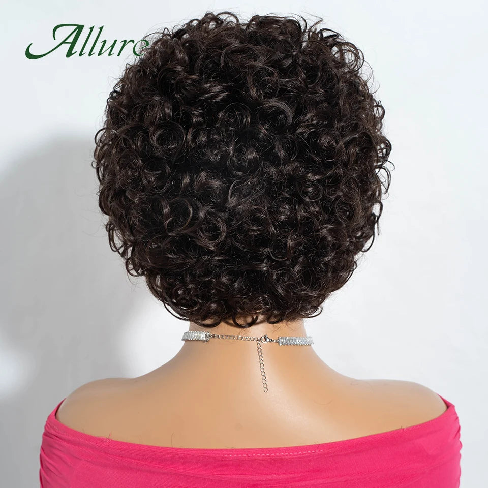 Brazilian Short Pixie Afro Kinky Curly Wigs for Women Glueless