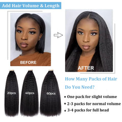 Tape In Kinky Straight Human Hair Extensions Brazilian Hair Adhesive Extensions Skin Weft Black 100% Real Human Hair for Women