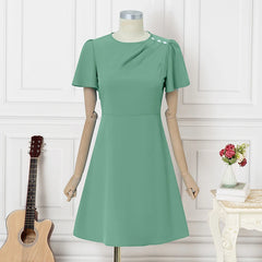 ZANZEA Elegant Women Dresses 2025 Summer  Fashion Short Sleeve Work OL Sundress Casual Party Knee-length Vestido Robe Femme