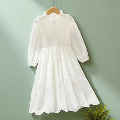 Girls outfits White Princess Dresses for Kids Party Maxi Dress Teenagers School Uniform Children Costumes 6 7 8 9 10 11 13 Years