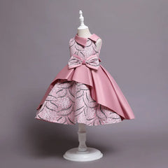 Baby Girl Bow Flower Dress 2-10 Year Children Girl Wedding Birthday Party Princess Dresses Kids Girl Gown