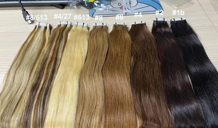 Tape in Hair Extensions Natural Human Hair Brazilian Origina Hair 100% Real Human Hair Extensions 20 Pcs Straight for Women