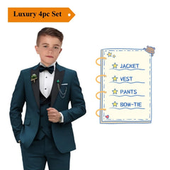 Autumn New Arrival Kids Formal Suit Set, 3 Pieces Velvet Notched Lapel Neck , Matching Vest and Pants, Boy's Tuxedo Set