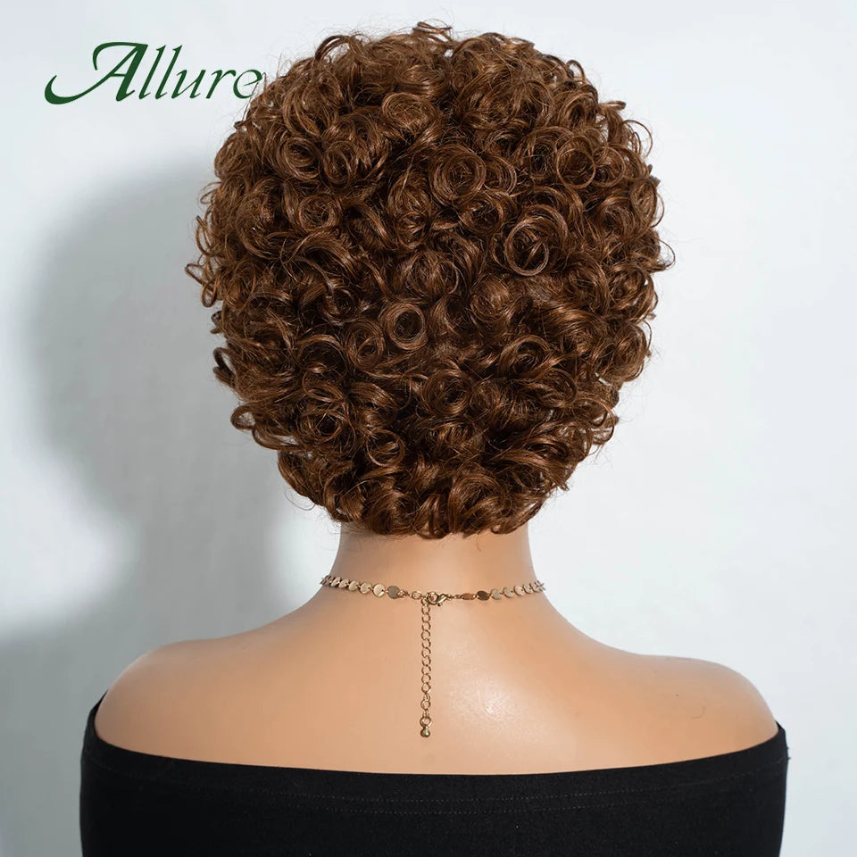Brazilian Short Pixie Afro Kinky Curly Wigs for Women Glueless