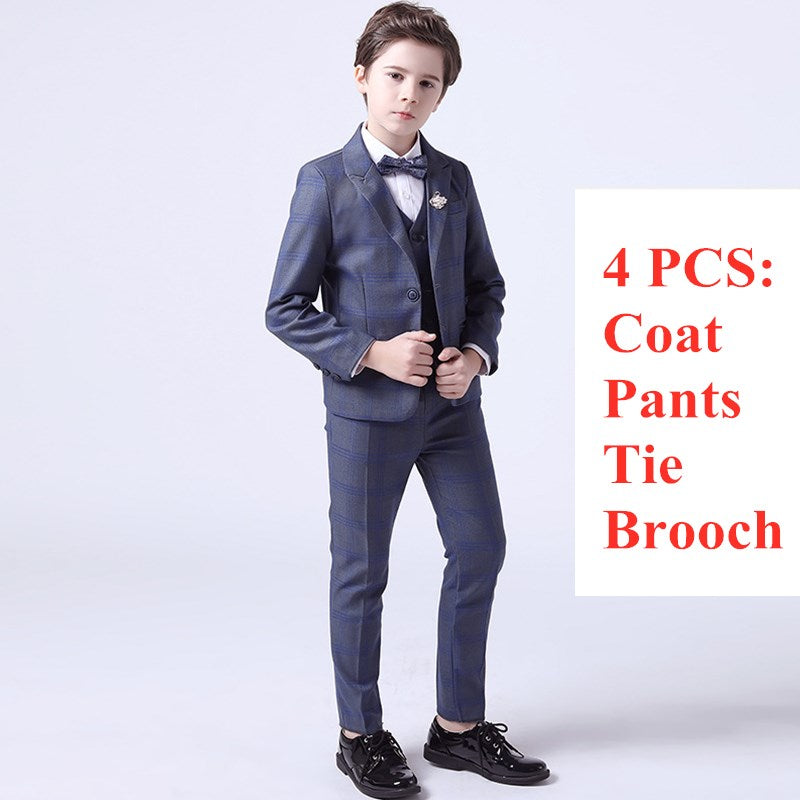 Top Quality Boys Formal Suit Ceremony Wedding Campus Student Tuxedo Dress Gentleman Kids Costume Children&#39;s Blazer Clothing Set
