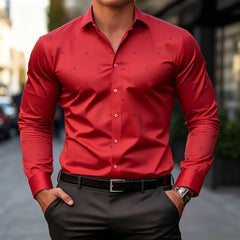 Men's Lightweight Long Sleeve Shirt With Subtle Geometric Dot Print Slim Fit Breathable Fabric For Formal Casual Daily Social Oc
