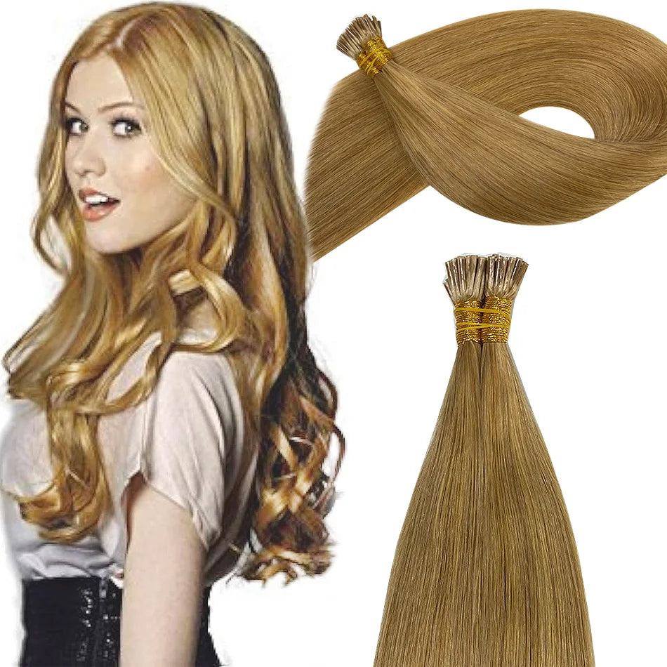 Straight ITIP Human Hair Extension 100% Real Human Hair Extensions 0.9g/pc 10 50 100 Strands Capsule Keratin Human Fusion Hair