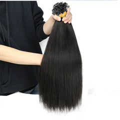 Light Yaki Flat Tip Human Hair Extension Brazilian Remy Pre Bonded Keratin Fusion K Tip Hair Yaki Straight 100g 100Pcs