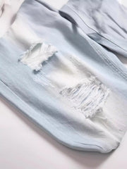 New Summer Men Blue Denim Shorts Italian Style Male Shorts Jeans High Quality Male Stretch Fit Ripped
