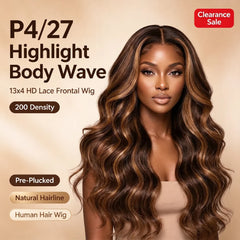 P4/27 Highlight Body Wave Human Hair Wig For Woman On Clearance Sale 200 Density 13x4 HD Lace Frontal Wigs Pre Plucked Natural Hairline