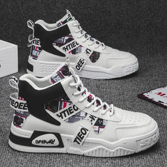 Men's High Top Sneakers Fashion Leather Casual Ankle Boots  for Men Lace Up