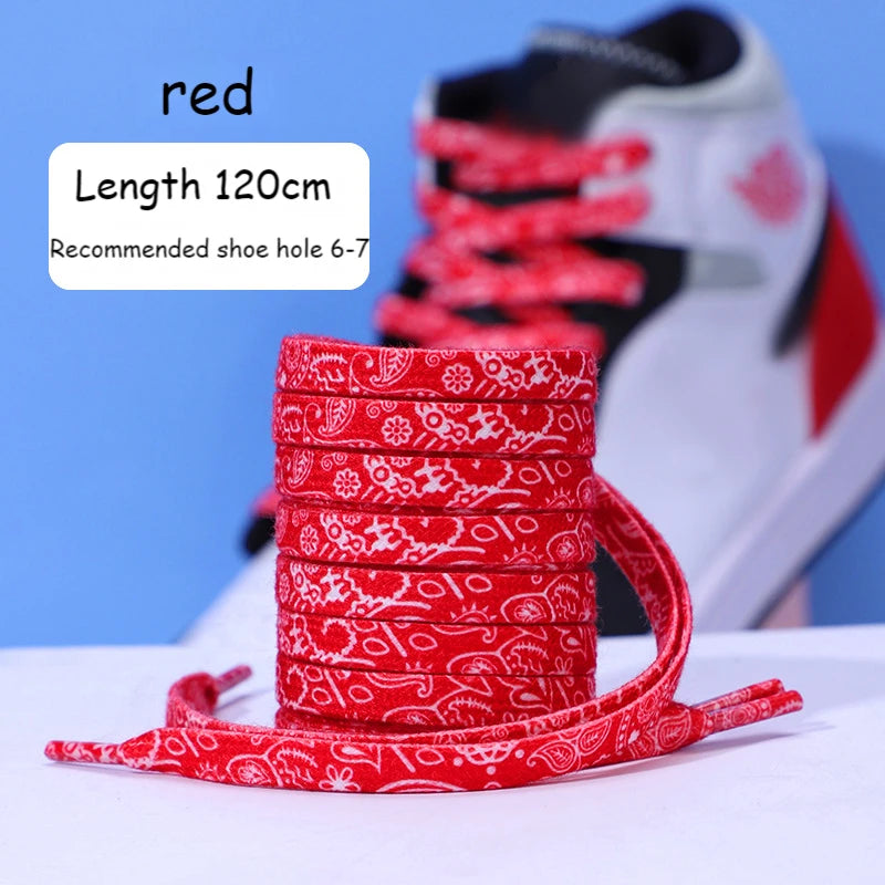 Sports Shoelaces Cashew Flower AF1 Canvas Shoe laces Black and White Color Ins Trend Personality Flat Shoelace Rope Wholesale