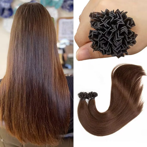 Mrs Hair Keratin Hair K Tip Hot Fusion Natural Human Hair Extensions Italy Keratin Glue Machine Remy Hair 12-22inch