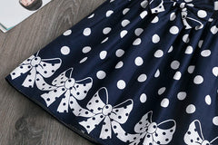 Summer Girls Short Sleeve Dress For Kids Polka Dot Dress Wedding Birthday Party Vestidos 3 6 7 9 12Year Children Casual Clothing