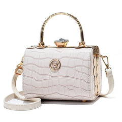 Fashion Women's Bright Leather Steel Armor Bag New Lacquer Leather Bride Handbag  Banquet Dress
