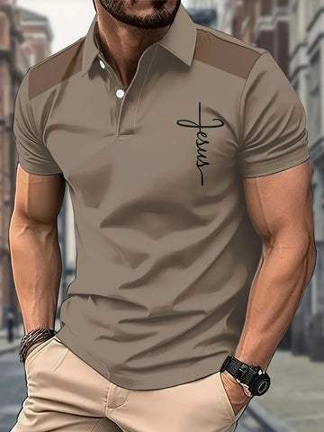 The new men's short-sleeved POLO shirt for summer 2025 features a casual fashionable and comfortable 3D striped pattern print