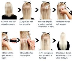 Boymia K Tip Hair Extensions Human Hair Keratin Pre Bonded Hot Fusion Nail Tip Balayage Natural Silky Straight Extensions 50G