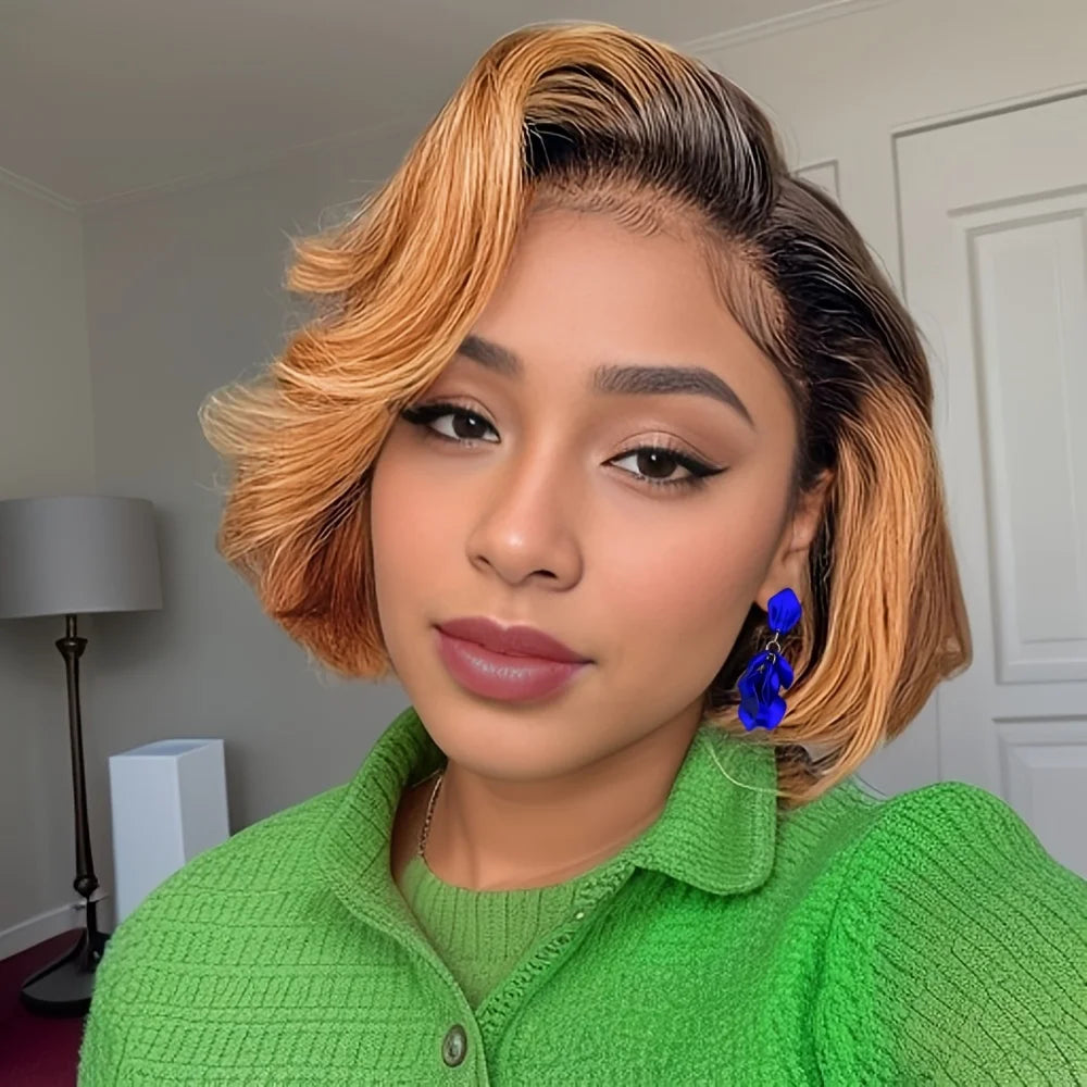 Straight Short Bob Wig 13x4 Lace front Bob Wigs Brazilian Human Hair via