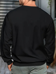 Men's autumn and winter fashionable casual loose fashion letter pattern printed pullover long sleeved warm round neck sweatshirt