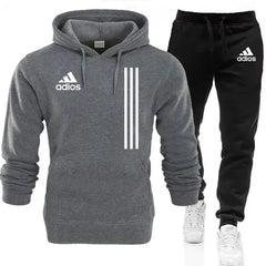 New autumn and winter men's long-sleeved pullover hoodie + pants 2-piece fashionable outdoor running men's sportswear set