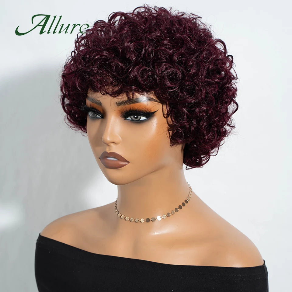 Brazilian Short Pixie Afro Kinky Curly Wigs for Women Glueless