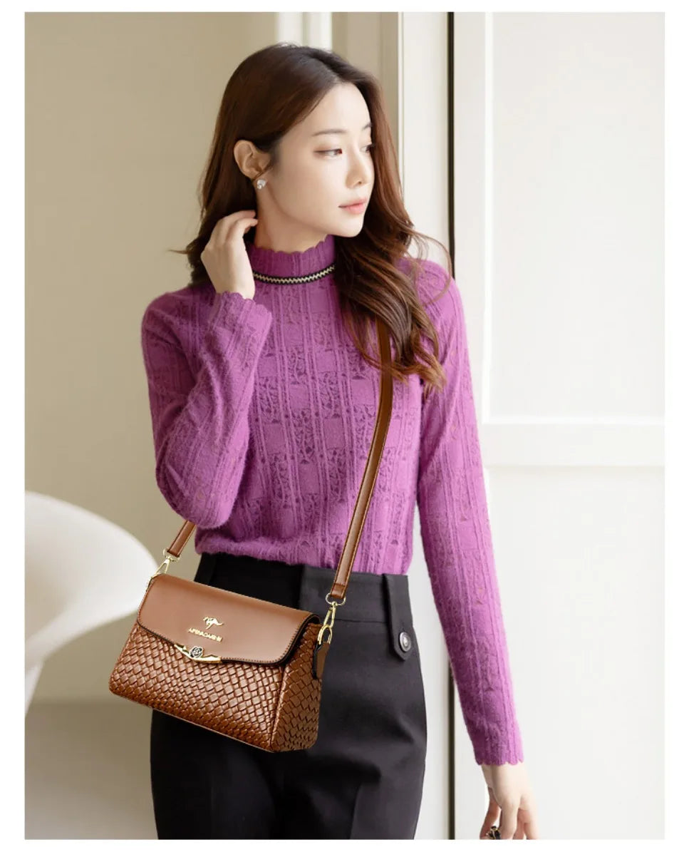 Luxury Handbag Women Bags Designer Pu Leather Knitting