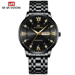 Top Brand Men Watch Stainless Steel Top Quailty Luxury Push Button Hidden Clasp Waterproof Luminous Date Week Sport Wrist Watch