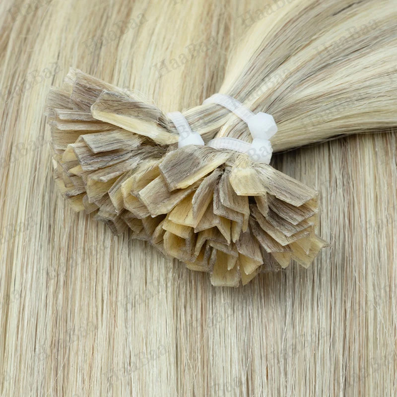 Boymia K Tip Hair Extensions Human Hair Keratin Pre Bonded Hot Fusion Nail Tip Balayage Natural Silky Straight Extensions 50G
