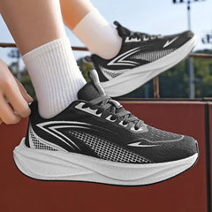 Men Running Shoes Marathon Sneakers Carbon Board Air Cushion Breathable Lightweight Men's Comfortable Athletic Nonskid Sports