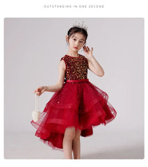 Flower Girl Dresses for Wedding White Champagne Red Pink Child Gala Evening Formal Luxury Birthday Puffy Irregular Elegant Dress