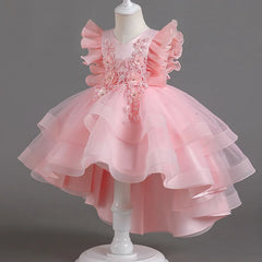 Flower Girl Dresses for Wedding White Champagne Red Pink Child Gala Evening Formal Luxury Birthday Puffy Irregular Elegant Dress