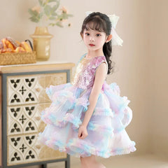 Flower Girl Dresses for Wedding White Champagne Red Pink Child Gala Evening Formal Luxury Birthday Puffy Irregular Elegant Dress