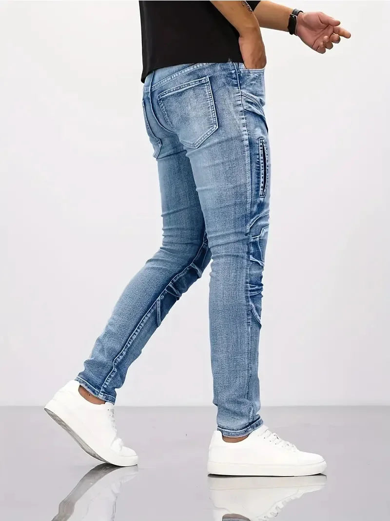 Trendy Jeans Men's Small Straight Leg Denim Design Pants New Slim  High Quality
