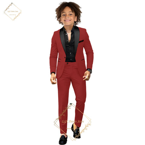 Children's dress suit, 2~16 years old boy wedding party dinner birthday tuxedo, elegant black shawl collar design concept