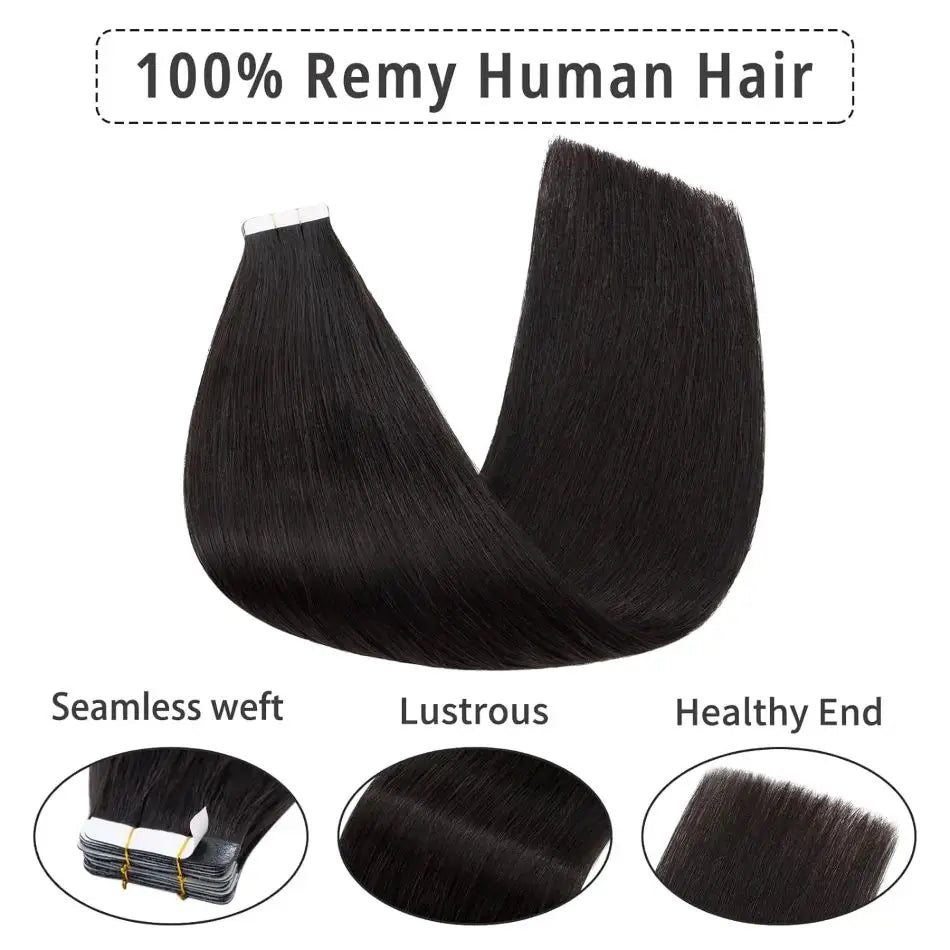 Tape in Hair Extensions Natural Human Hair Brazilian Origina Hair 100% Real Human Hair Extensions 20 Pcs Straight for Women