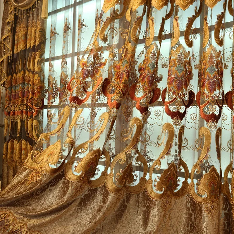 Royal aristocratic high-end custom embroidery curtains for Living Room European luxury villa curtains for Bedroom/Kitchen