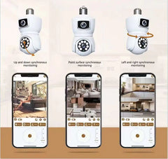 4MP UHD iCsee/V380Pro APP  Dual Lens E27 Lamp Head Socket Wireless PTZ IP Camera AI Humanoid Detection Baby Monit