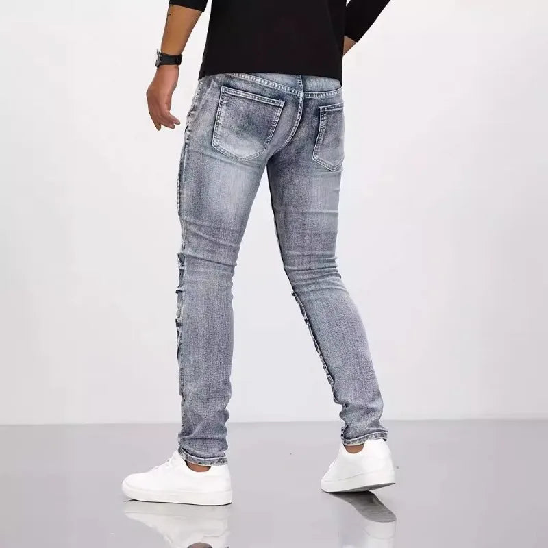 Trendy Jeans Men's Small Straight Leg Denim Design Pants New Slim  High Quality