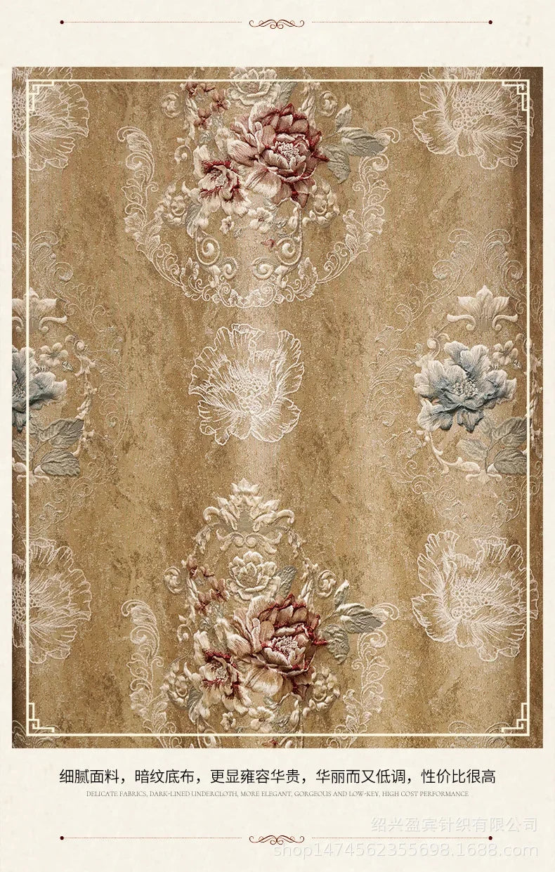 Custom New 3D Embossed Luxury Curtains for Living Dining Room Bedroom European Flower High-end Textured Noble Valance Tulle Cort