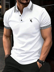 European and American Men's Summer Training Striped Print Comfortable Breathable Polo Short Sleeved T-Shirt Outdoor Casual Top