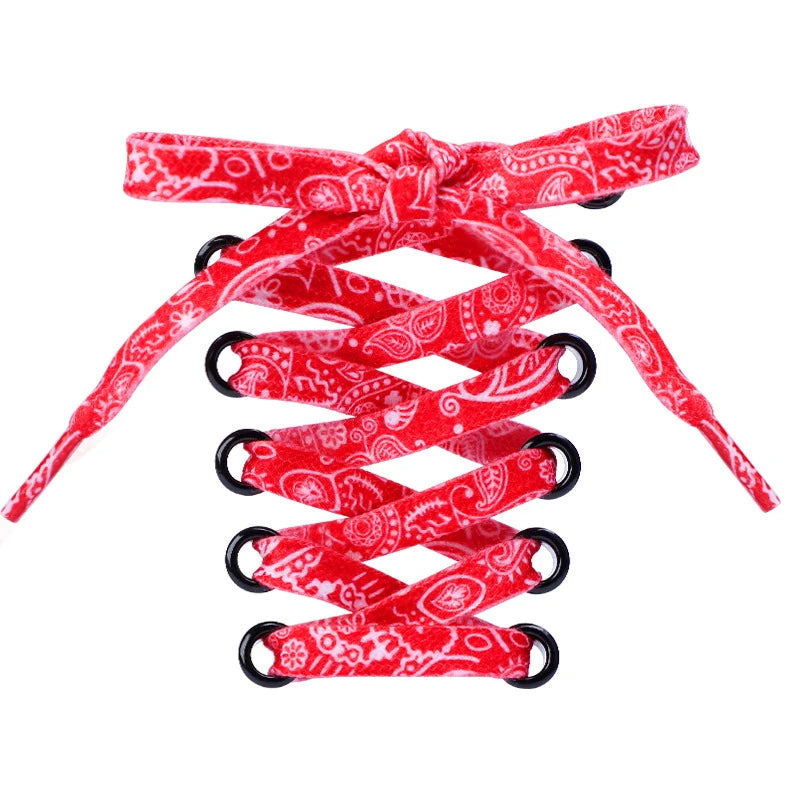 Sports Shoelaces Cashew Flower AF1 Canvas Shoe laces Black and White Color Ins Trend Personality Flat Shoelace Rope Wholesale