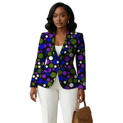 Colorful Print Women's Blazer Original Design African Couture Female Suit Jackets Elegant Thin Coat