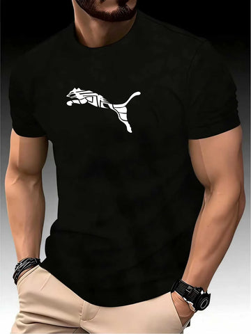 New Summer Luxury Men's Fashion Fox Leopard Print-shirt -High Quality Fitness Sports T-shirt