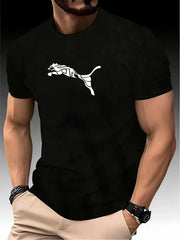 New Summer Luxury Men's Fashion Fox Leopard Print-shirt -High Quality Fitness Sports T-shirt